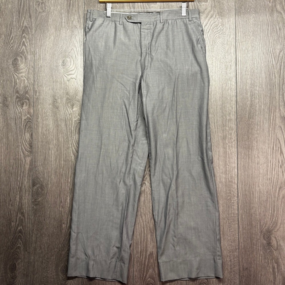 Canali Mens Grey Super 120s Pure Wool Dress Pants Made in Italy 36 52 Flat Front